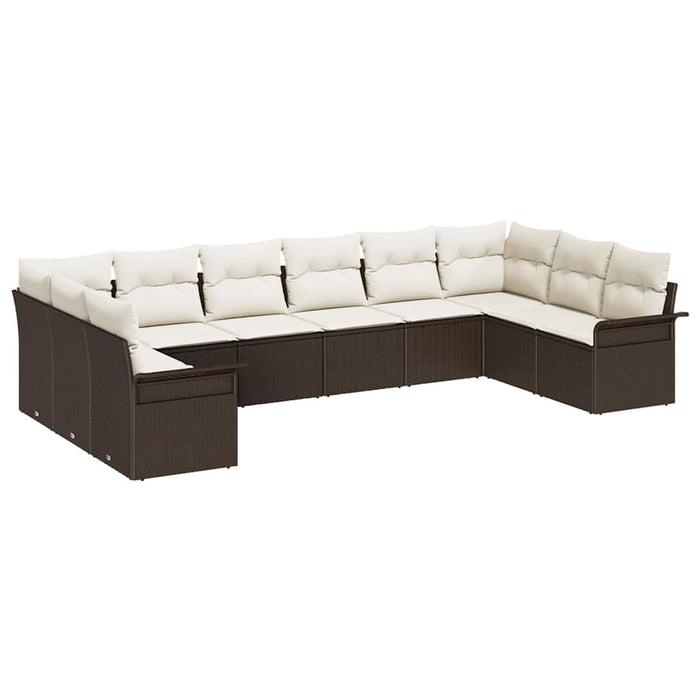 Set de canapele pentru grădină cu pernă 10 pcs Maro Rattan poli - WALTI WALTI