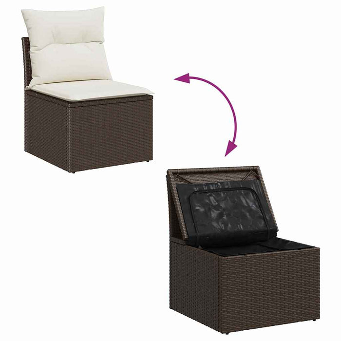 Set de canapele pentru grădină cu pernă 10 pcs Maro Rattan poli - WALTI WALTI