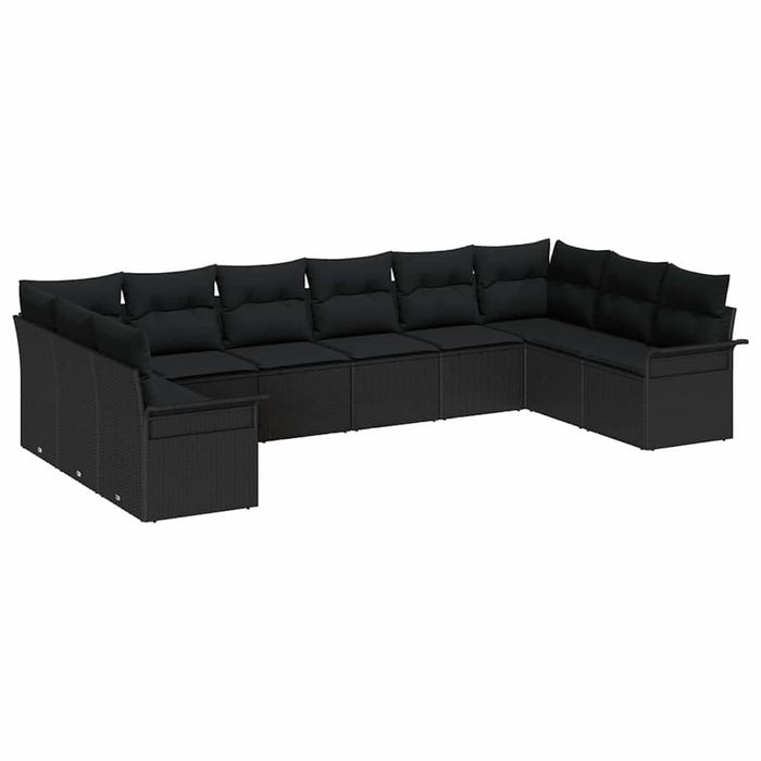 Set de canapele pentru grădină 10 pcs Negru Rattan poli - WALTI WALTI