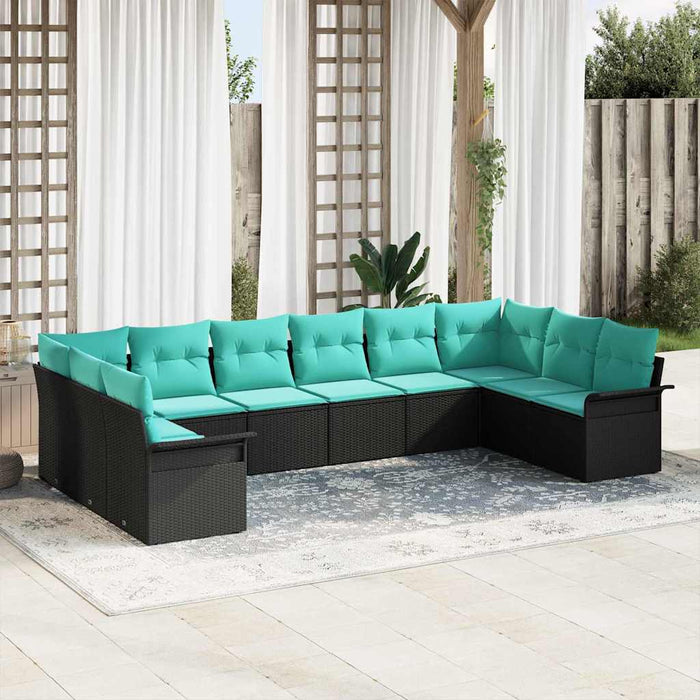 Set de canapele pentru grădină 10 pcs Negru poliratan - WALTI WALTI