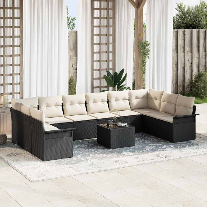 Set de canapele pentru grădină cu pernă 11 pcs Maro Rattan poli - WALTI WALTI