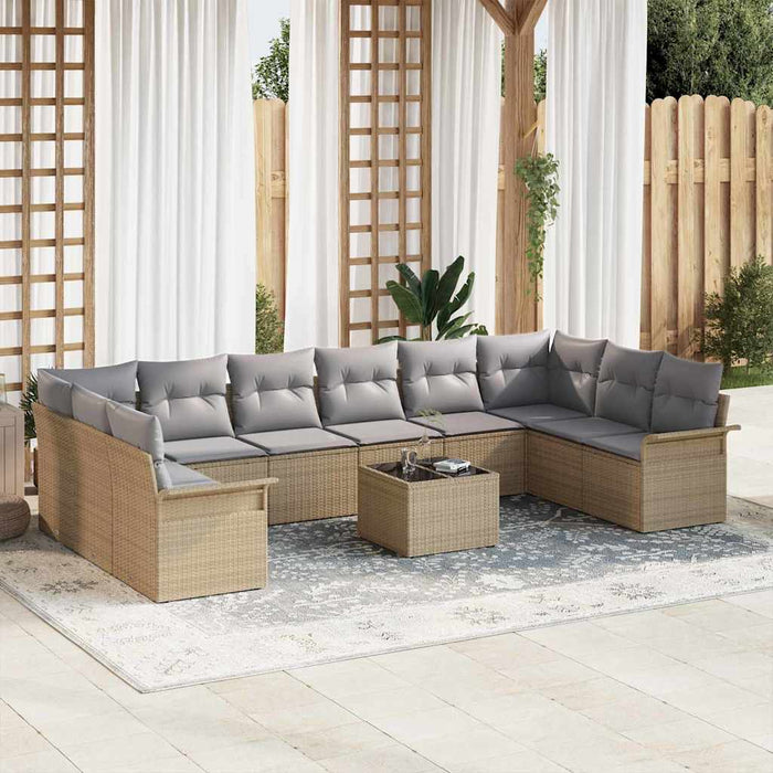Set de canapele pentru grădină 11 pcs Negru Rattan poli - WALTI WALTI