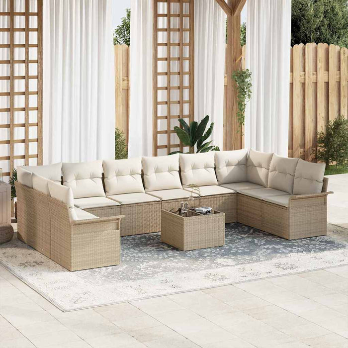 Set de canapele pentru grădină cu pernă 11 pcs Maro Rattan poli - WALTI WALTI
