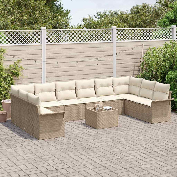 Set de canapele pentru grădină cu pernă 11 pcs Maro Rattan poli - WALTI WALTI