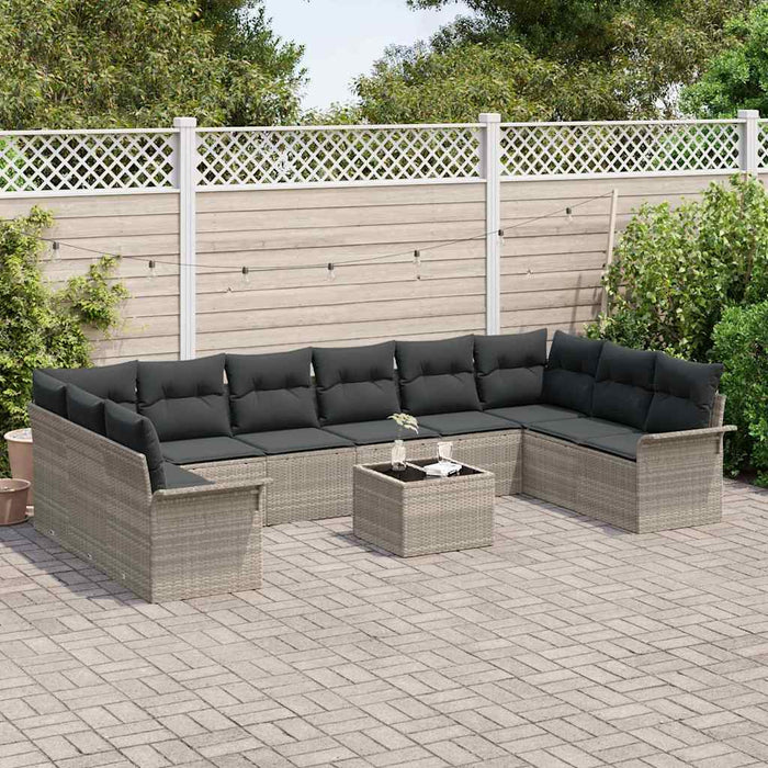 Set de canapele pentru grădină cu pernă 11 pcs Gri Rattan poli - WALTI WALTI