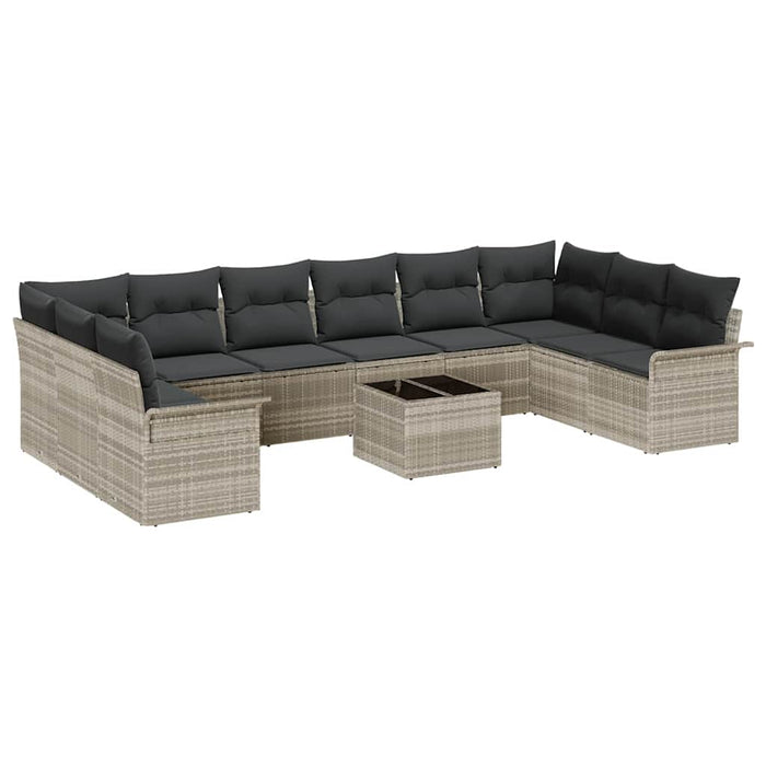 Set de canapele pentru grădină cu pernă 11 pcs Gri Rattan poli - WALTI WALTI