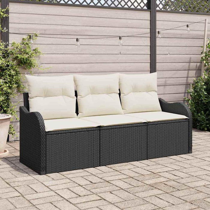 Set de canapele pentru grădină cu pernă 3 pcs Negru Rattan poli - WALTI WALTI