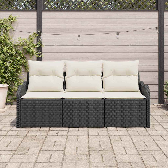 Set de canapele pentru grădină cu pernă 3 pcs Negru Rattan poli - WALTI WALTI