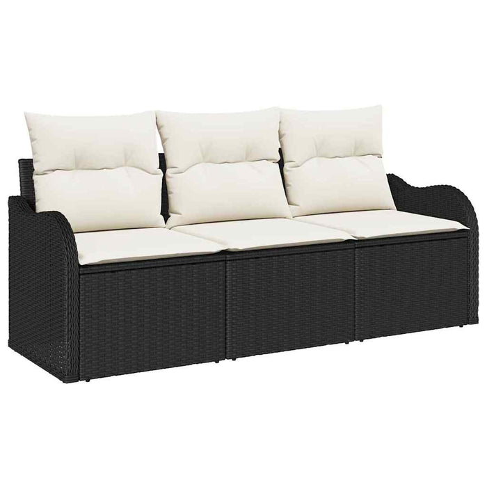 Set de canapele pentru grădină cu pernă 3 pcs Negru Rattan poli - WALTI WALTI