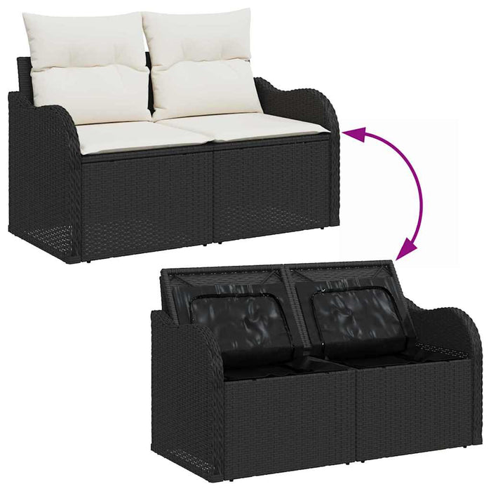 Set de canapele pentru grădină cu pernă 3 pcs Negru Rattan poli - WALTI WALTI