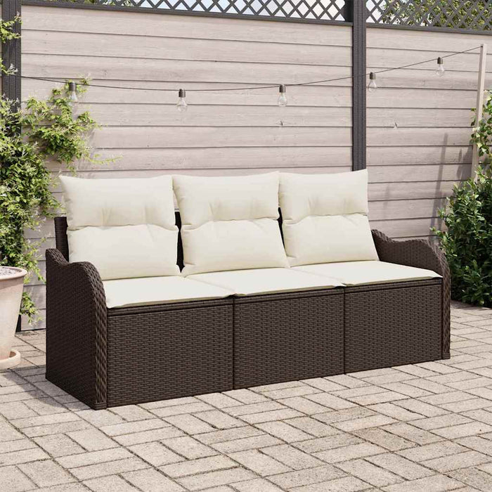 Set de canapele pentru grădină cu pernă 3 pcs Maro Rattan poli - WALTI WALTI