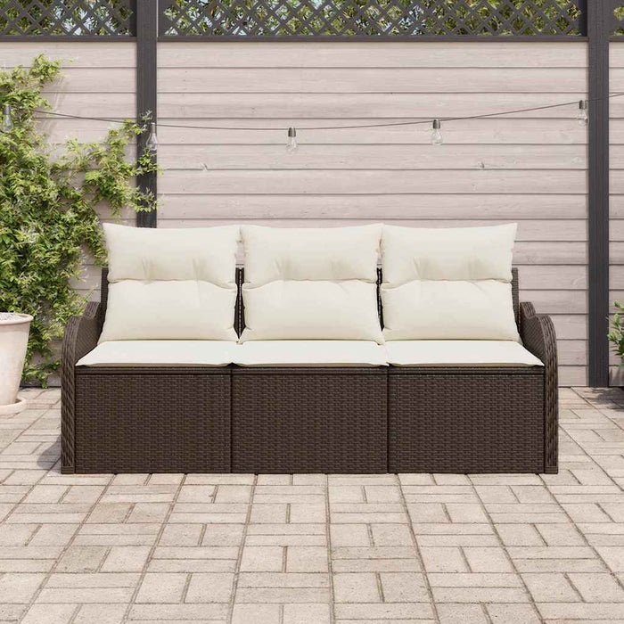 Set de canapele pentru grădină cu pernă 3 pcs Maro Rattan poli - WALTI WALTI