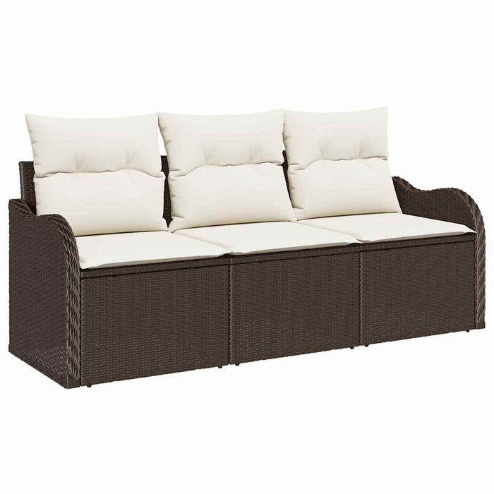 Set de canapele pentru grădină cu pernă 3 pcs Maro Rattan poli - WALTI WALTI