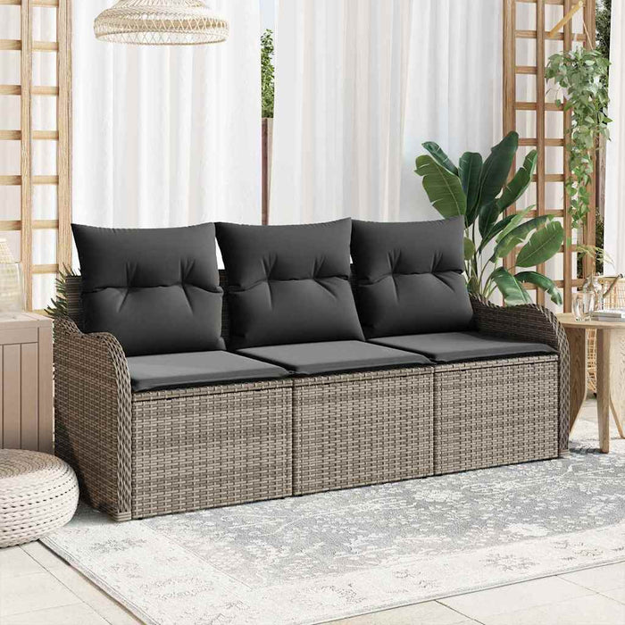 Set de canapele pentru grădină cu pernă 3 pcs Gri Rattan poli - WALTI WALTI