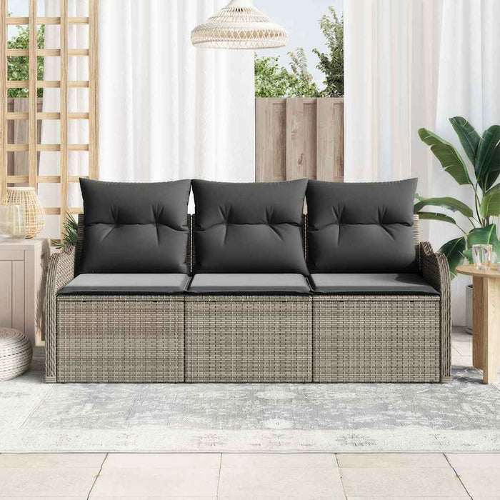 Set de canapele pentru grădină cu pernă 3 pcs Gri Rattan poli - WALTI WALTI