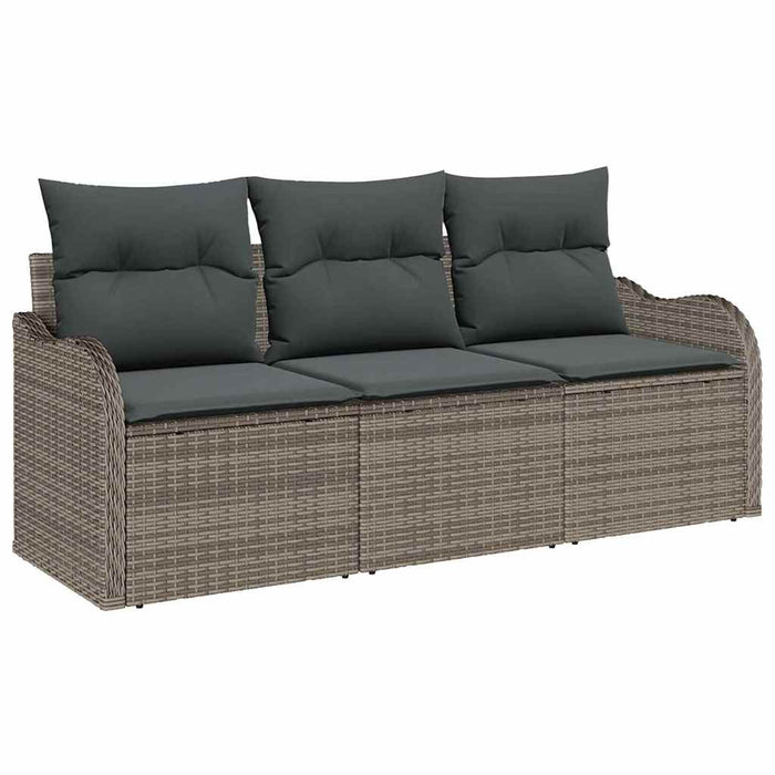 Set de canapele pentru grădină cu pernă 3 pcs Gri Rattan poli - WALTI WALTI
