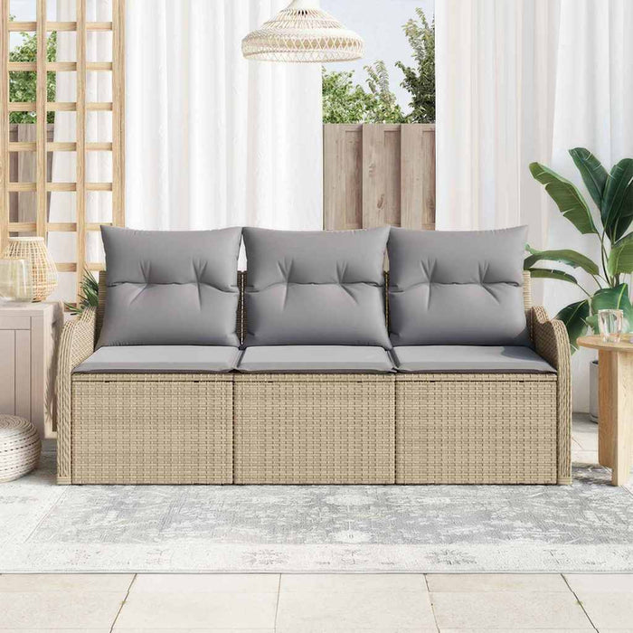 Set de canapele pentru grădină cu pernă 3 pcs Bej Rattan poli - WALTI WALTI
