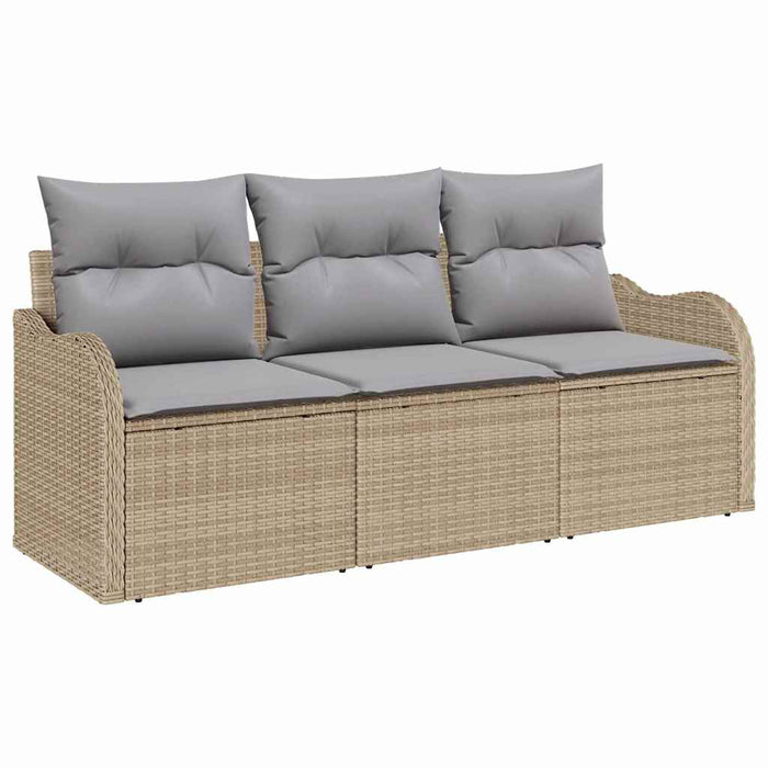 Set de canapele pentru grădină cu pernă 3 pcs Bej Rattan poli - WALTI WALTI
