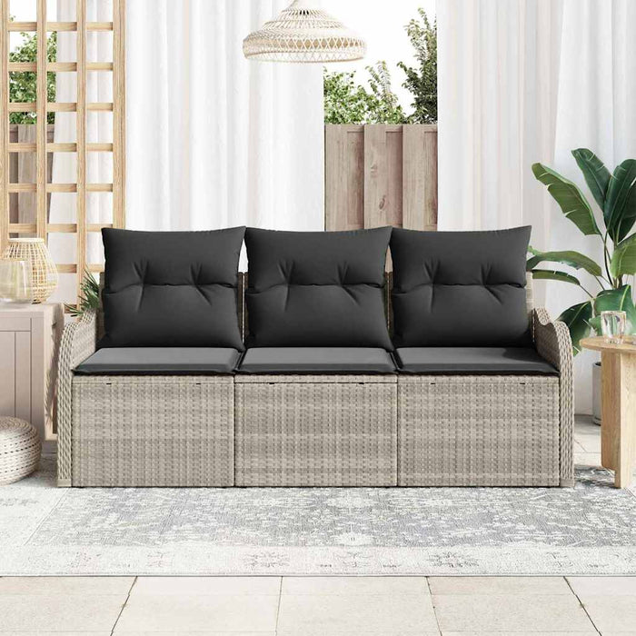 Set de canapele pentru grădină 3 pcs Gri deschis Rattan poli - WALTI WALTI