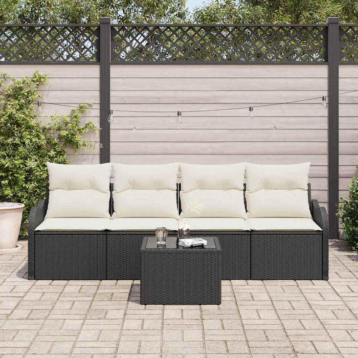 Set de canapele pentru grădină cu pernă 5 pcs Negru, Crem - WALTI WALTI