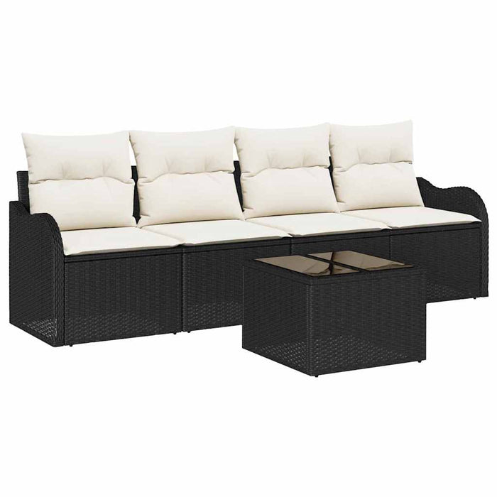 Set de canapele pentru grădină cu pernă 5 pcs Negru, Crem - WALTI WALTI