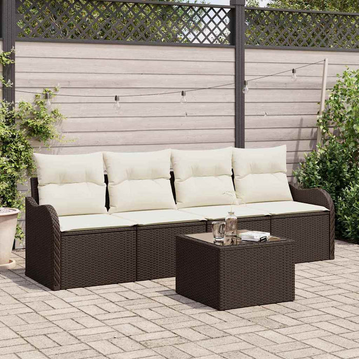 Set de canapele pentru grădină 5 pcs Maro, Crem 55 x 55 x 37 cm - WALTI WALTI