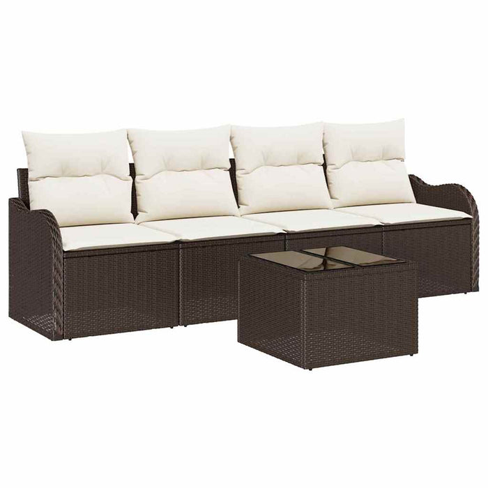 Set de canapele pentru grădină 5 pcs Maro, Crem 55 x 55 x 37 cm - WALTI WALTI