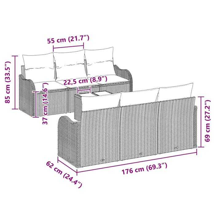 Set de canapele pentru grădină 7 pcs Bej, Gri 55 x 55 x 37 cm - WALTI WALTI