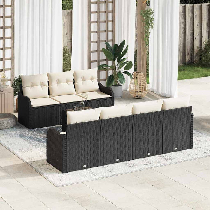 Set de canapele pentru grădină cu pernă 8 pcs Negru, Crem - WALTI WALTI