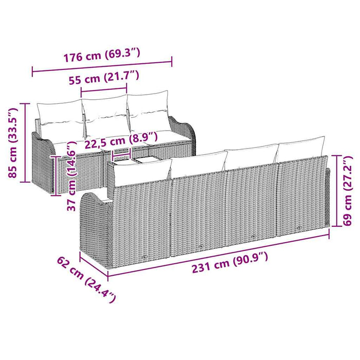 Set de canapele pentru grădină Manual 8 pcs Gri 55 x 55 x 37 cm - WALTI WALTI