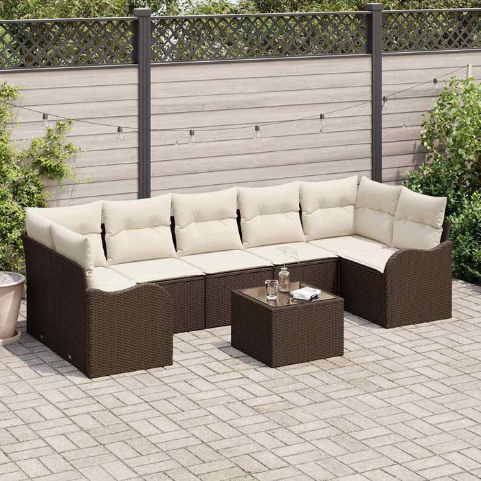 Set de canapele pentru grădină 8 pcs Maro, Crem 55 x 55 x 37 cm - WALTI WALTI
