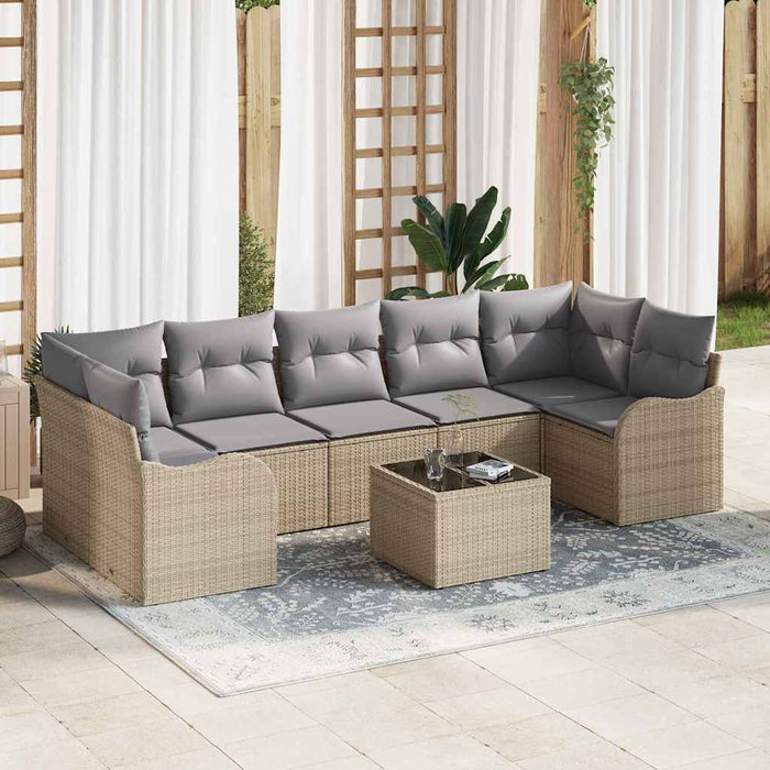 Set de canapele pentru grădină 8 pcs Bej, Gri 55 x 55 x 37 cm - WALTI WALTI