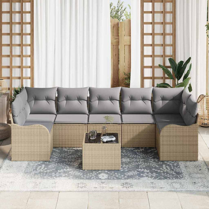 Set de canapele pentru grădină 8 pcs Bej, Gri 55 x 55 x 37 cm - WALTI WALTI