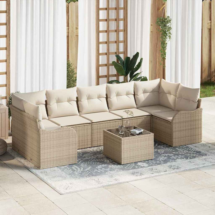 Set de canapele pentru grădină cu pernă 8 pcs Bej și crem - WALTI WALTI