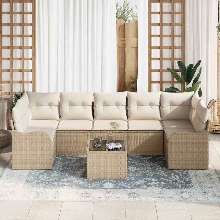 Set de canapele pentru grădină cu pernă 8 pcs Bej și crem - WALTI WALTI