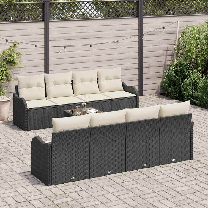 Set de canapele pentru grădină cu pernă 9 pcs Negru și Crem - WALTI WALTI