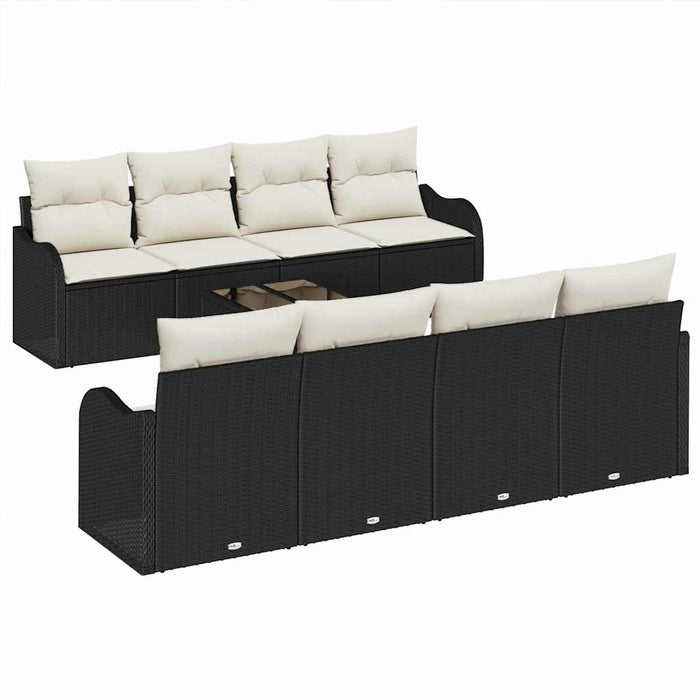 Set de canapele pentru grădină cu pernă 9 pcs Negru și Crem - WALTI WALTI