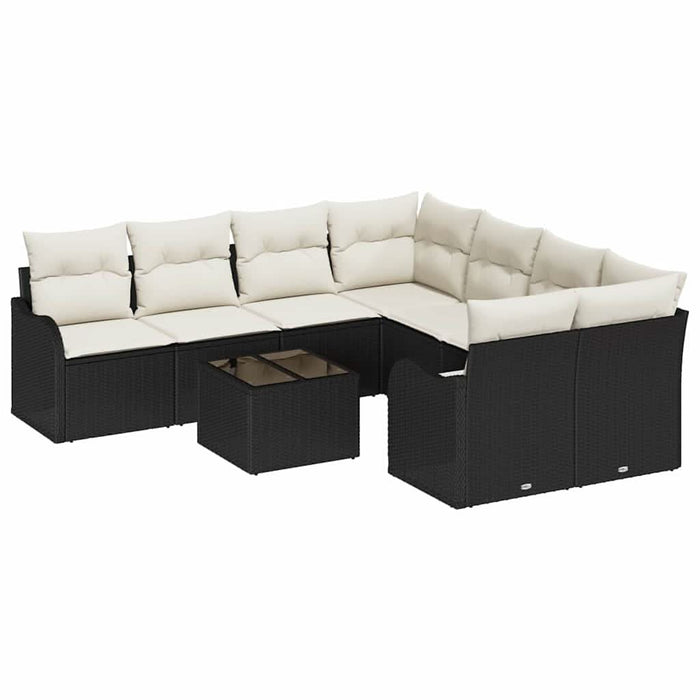 Set de canapele pentru grădină cu pernă 9 pcs Negru, Crem - WALTI WALTI