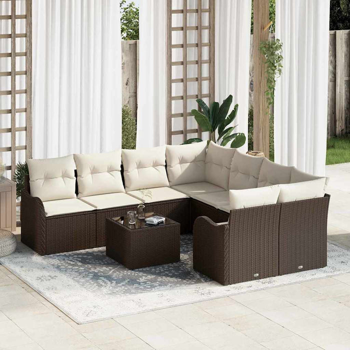 Set de canapele pentru grădină 9 pcs Maro, Crem 55 x 55 x 37 cm - WALTI WALTI