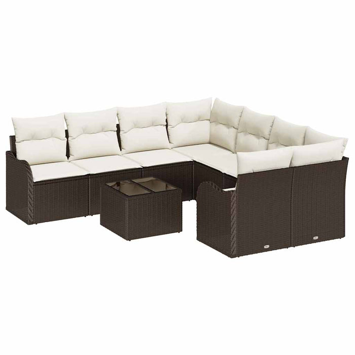 Set de canapele pentru grădină 9 pcs Maro, Crem 55 x 55 x 37 cm - WALTI WALTI
