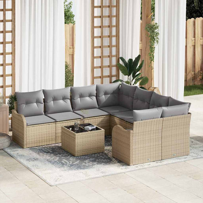 Set de canapele pentru grădină cu pernă Manual 9 pcs Bej și gri - WALTI WALTI