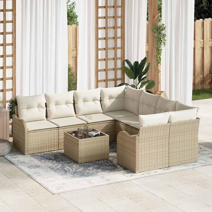 Set de canapele pentru grădină 9 pcs Bej, crem 55 x 55 x 37 cm - WALTI WALTI