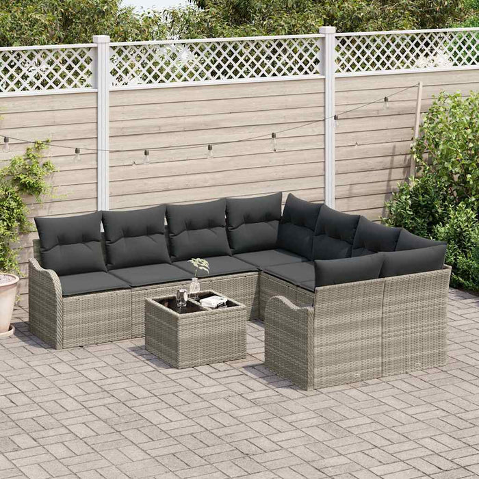 Set de canapele pentru grădină cu pernă 9 pcs Gri deschis - WALTI WALTI