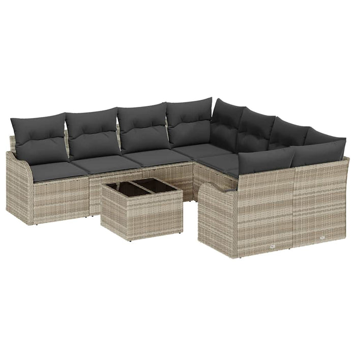 Set de canapele pentru grădină cu pernă 9 pcs Gri deschis - WALTI WALTI