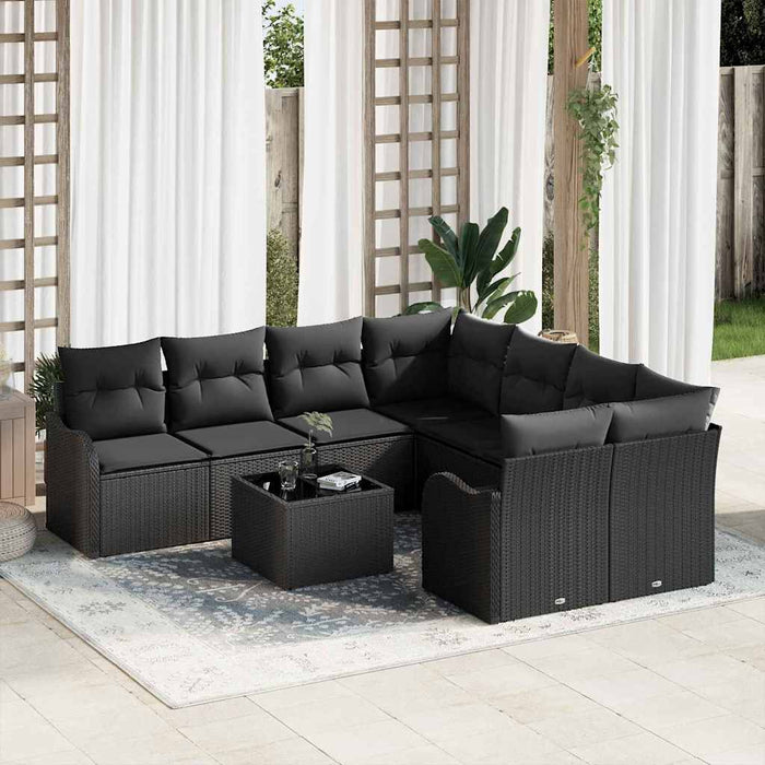 Set de canapele pentru grădină 9 pcs Negru 55 x 55 x 37 cm - WALTI WALTI