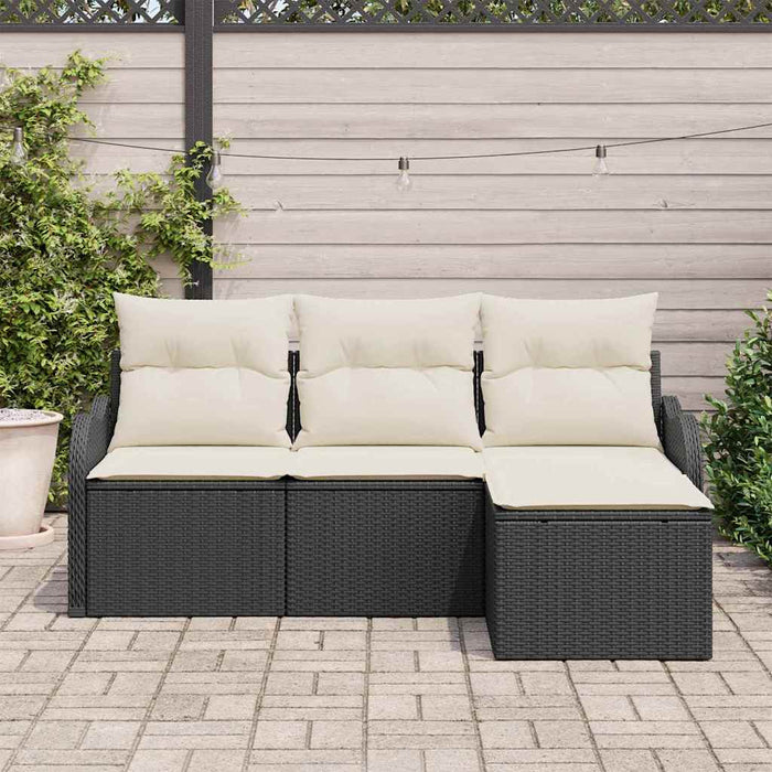 Set de canapele pentru grădină cu pernă 4 pcs Negru Rattan poli - WALTI WALTI