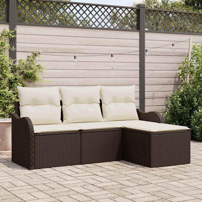 Set de canapele pentru grădină cu pernă 4 pcs Maro Rattan poli - WALTI WALTI