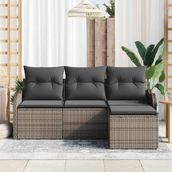 Set de canapele pentru grădină cu pernă 4 pcs Gri Rattan poli - WALTI WALTI