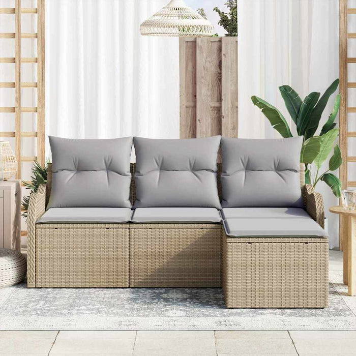 Set de canapele pentru grădină cu pernă 4 pcs Bej Rattan poli - WALTI WALTI