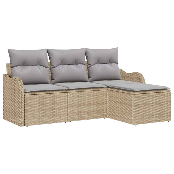 Set de canapele pentru grădină cu pernă 4 pcs Bej Rattan poli - WALTI WALTI